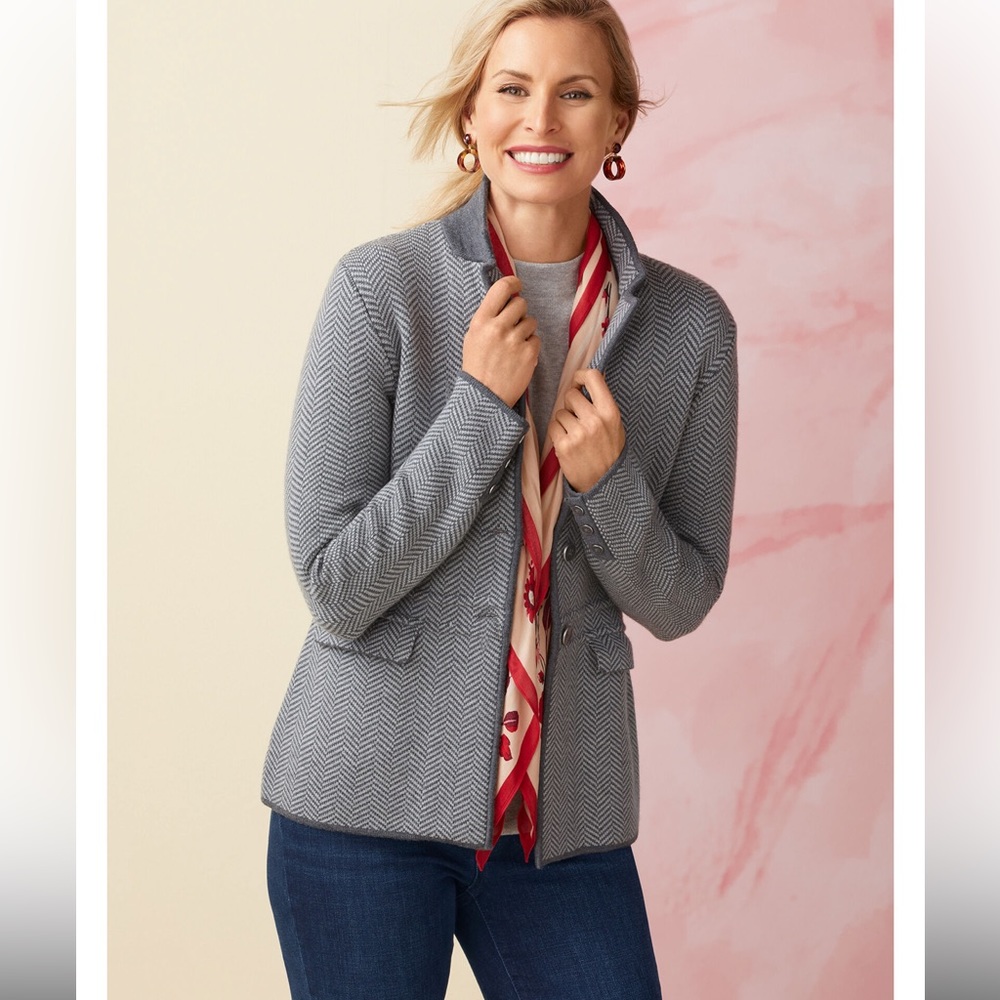 Talbots Gray Herringbone Blazer